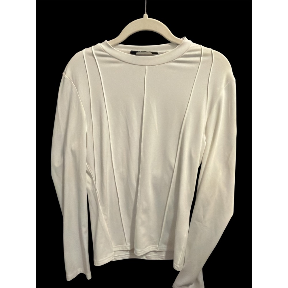 ChicMe Womens White Long Sleeve Raised Seam Detail Top LZL1138 Size M